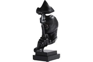 PIGPIGFLY Silencio es una Estatua Dorada, Centro de Mesa Decorativo Salon,Escultura Abstracta, Decoración de Estantería,Figuras Decorativas,Decoracion Hogar,Decoracion Mesa Comedor（Negro）