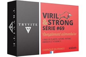 Formule Testosterone Homme | Performances Masculine | 60 Gélules Pour Circulation Sanguine | Vigueur Energie Endurance | Ginseng - Guarana - Zinc | TRYVITE VIRIL&STRONG