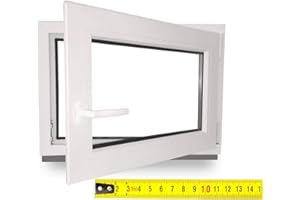 WERKZEUGBILLIGERCOM Kellerfenster - Kunststoff - Fenster - weiß - BxH: 70X75 cm - DIN Rechts - 2-Fach Verglasung - Wunschmaße ohne Aufpreis - Lagerware