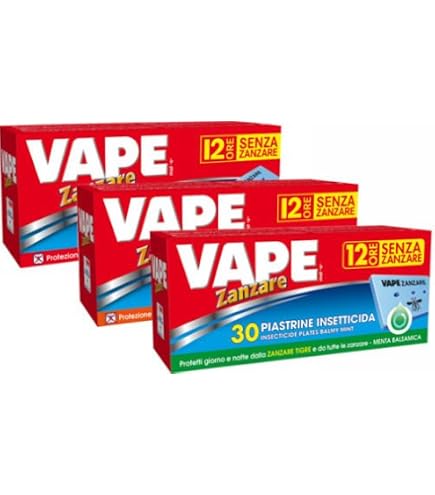 VAPE Piastrine Antizanzare 30pz | Zanzara Comune e Tigre | 12 Ore | Classic Menta Geranio | Pralletrina – Brico Home