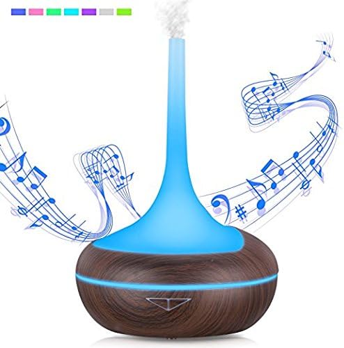 Ultrasonic Aroma Essential Oil Diffuser Cool Mist Humidifier with Smart Adjustable Mist Mode and Bluetooth Speaker, Waterless Auto Shut-off and 7-Colors LED Lights, for Office Home Beauty Yoga Spa
