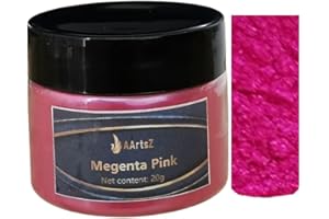 AArtsZ Mica Powder Polvere Metallizzata (Magenta Pink) 20g Jar, AArtsZ Mica Powder Polvere, Epoxy Resin, Pigmenti Coloranti, Polvere Pigmento Polvere per Cosmetici, Livello Lipgloss, Bomba da bagno,
