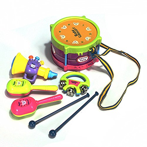 KINGSO Baby Kids Children Roll Rock Drum Musical Instruments Band Kit Toy Gift Set