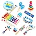 Produktbild Honkid Musikinstrumente Kinder, 12 Stück Holz Percussion Set Musical Instruments Set Spielzeug, Früherziehung Musik Kinderspielzeug Schlagzeug Schlagwerk Rhythmus Band Werkzeuge für Kinder und Baby