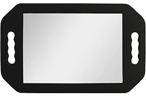BARBER TRADE Hairdressing Foam Mirror with Double Handle - Black Handheld Lightweight Mirror for Barbers and Hair Salons - Back of Head Haircuts View