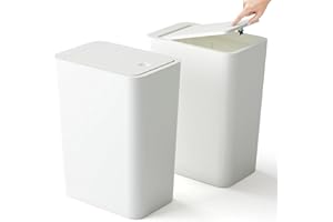 Kongming Kosz na śmieci łazienkowy z prasą, wąski kosz na śmieci do kuchni, łazienki, mały, 10 l, bezzapachowy, do kuchni, łazienki, biura, salonu, sypialni, WC, 2 szt., biały