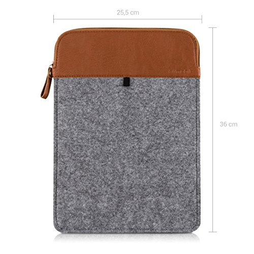 kwmobile Laptoptasche Filz Sleeve für 12,5″ 13″ 13,3″ Laptop / Ultrabook – Notebook Tasche Schutzhülle Laptop Case Hülle in Grau Braun Innenmaße: ca. 36 x 26 cm - 2