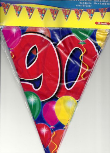 1 WIMPELKETTE 90.Geburtstag GIRLANDEN PARTY DEKO,10m
