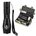 Produktbild LED Taktische Taschenlampe, Ulanda-EU Super Bright 3000LM XM-L T6 Zoomable Fackel Licht Lampe, 5 Modi Einstellbare Helligkeit mit 2 wiederaufladbare 18650 Lithium-Ionen-Akkus, Ladegerät, Schlüsselbund, Gehäuse
