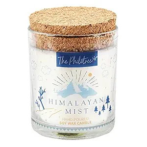 The Philotree Himalayan Mist Scented Soy Candle in Glass Jar & Cork Lid | 40 Hour Burning Time | Vegan, Zero Petro Soot, Long Lasting & Handmade