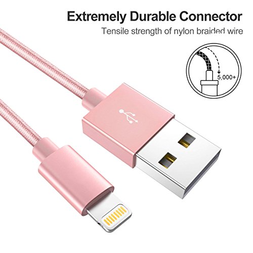 Lightning Cable 4Pack 1FT 3FT 6FT 10FT iPhone Charging Data Cables Durable Braided Extended USB Charger Cord for iPhone 7/7 Plus/6/6s/6 Plus/6s Plus/5/5c/5s/SE,iPad iPod Nano iPod Touch