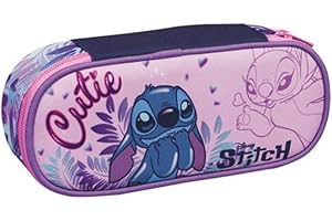 Lilo & Stitch Portapenne Scuola ROUND PLUS 2CUTE, Multicolore - Astuccio Scuola Monozip con Organizer Interno, Passanti Elastici - Accessori Zaino Scuola - Astuccio Bambina