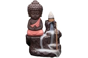YYW Buddha Handmade Waterfall Backflow Incense Burner,Backflow Incense Burner Incense Holder for Home Office Bedroom Yoga Decoration with 10 Pcs Free Cones (Vermeil)