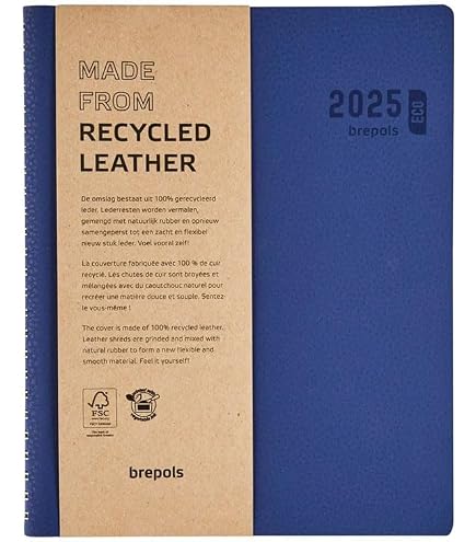 Agenda Semainier 2026 Brepols Eco Vintage - 9.5x16.5 Cm, Couverture Rigide Brun, écologique