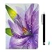Produktbild PU Leder Hülle Etui für Samsung Galaxy Tab E 9.6 zoll T560/T560 - Aohro [Bunt Glitzer Diamant Muster Design] Kunstleder Ledertasche Flip Case Cover Schutzhülle Tasche mit Ständer +Staub Stecker +Stift, Lila Blume