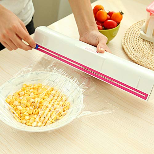 NOTE 1pc Adjustable Cling Film Wrap Dispenser Cutter Food Storage Containers Plastic Cling Preservative Film Holder Kitchen Supplies