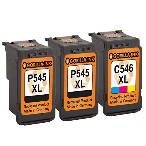 Gorilla-Ink® Farbset 3 Patronen XXL remanufactured für Canon PG-545 XL & CL-546 XL Pixma MG2455 MG2500 Series MG2550 MG2555 MG2940 MG2950 S MG3050 MG3051 MG3052 - 2