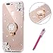 Produktbild Huawei Nova Hülle,Huawei Nova Schutzhülle,Hpory Fashion Luxus Glänzend Glitzer Bling Kristall Blumen Muster Goldener Kreisring Rotierendem Ring Fingerhalterung Ständer Halter Überzug Sparkle Pailletee Bling Strass Diamanten Crystal Clear Transparent TPU Silikon Perfekter Hülle für Mädchen Frauen Silicone TPU Protector Bumper Anti-Staub Anti-Kratzer Telefon Tasche Handytasche Schutzhülle für Huawei Nova-(Gold)