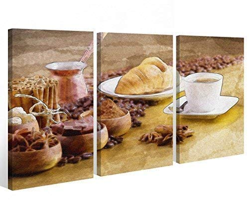 myDruck-Store Tela 3 Pz. chicchi di caffè caffè Cibo Cucina Immagini Per Parete Tazza 9A387-90x60cm (3 pezzi 30x 60cm)