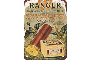 ABLERTRADE Plaque en métal Winchester Ranger - Motif coquillages de fusil de chasse - Pour salle de billard - Style vintage - 20,3 x 30,5 cm