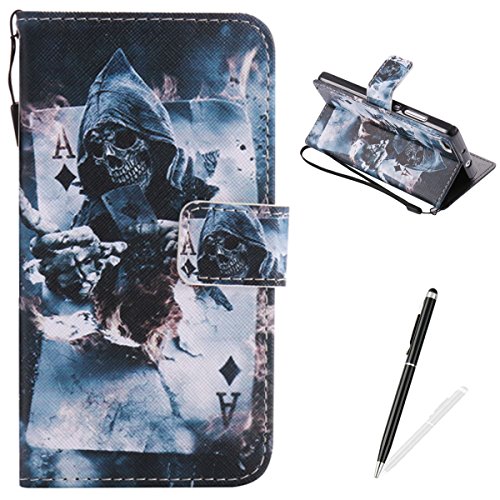 Feeltech HUAWEI P8 Lite Hülle PU-Leder und Brieftasche Bunte Muster Fall mit Magnetverschluss, Hybrid-Kickstand mit Stand-Funktion, schlagen Sie schützende weiche TPU Stoßstangenabdeckung und Kreditkartenhalter für HUAWEI P8 Lite Handgelenk Bügel-Buch-Art-Geldbeutel-Tasche mit 2 In 1 Berühren Sie Stift - Schürhaken