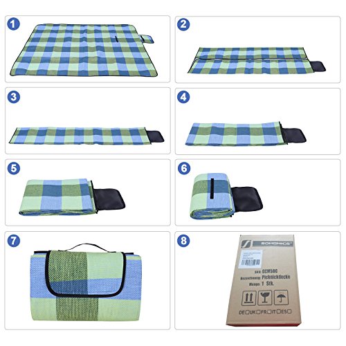 Songmics® 195 x 150 cm Wasserdichte Picknickdecke Campingdecke Stranddecke Mit Tragegriff GCM50C - 5
