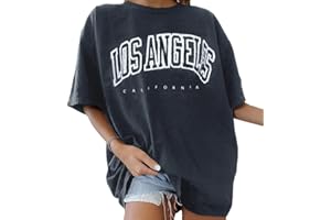 Tomwell T-shirt Damen Oversized Mode Lose Rundhals Kurzarm Sommer Oberteile Vintage Drucken Bluse Streetwear Sport Oberteile Vintage Sweatshirt Teenager Mädchen Tunika Lang Tops
