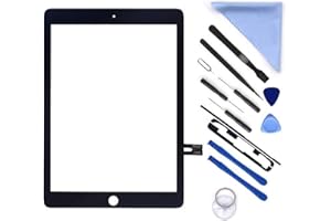E-Soul Kit de réparation numériseur noir pour iPad 9,7" 2018 iPad 6 6ème génération A1893 A1954 écran tactile de rechange (sans bouton Accueil, LCD non inclus) + adhésif pré-installé + outils