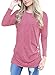 Produktbild Lylafairy Damen Hemd, Damen Langarm Oberteile Herbst Sweatshirt Rundhals Elegant Casual T-Shirt Tops mit Zierknöpfe (Rosa, 36)