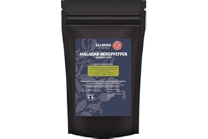 ‎SALIAMO 100g Schwarzer Malabar Pfeffer ganz, Bergpfeffer, Tigerpfeffer, aus Wayanad Hochland, intensives fruchtiges Malabararoma, zu Fleisch, Fisch, Gemüse | Saliamo