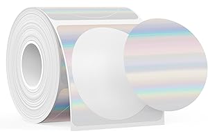 ‎SUPVAN SUPVAN KATASYMBOL T50M Pro Taśma Do Drukarki Etykiet, Papier, Wodoodporne Etykiety Do Domu, Szkoły, Biura, φ 50 mm, 140 Etykiet/Rolka,1 Rolka, Czarny Na Holograficzny Srebrny