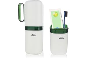 COMNICO Étui de voyage pour brosse à dents avec poignée - Organiseur portable pour dentifrice - Anti-poussière - Grande capacité - Pour voyage, voyage, voyage, affaires, camping, école, salle de bain