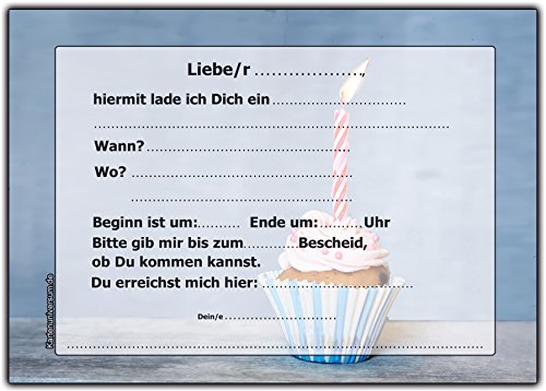 12er-Set Einladungskarten Kindergeburtstag Muffin Cupcake Jungen Mädchen Kinder Geburtstag lustig witzig ausgefallen Girls Teens Erwachsene - 2