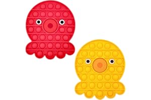 FIDGETARIAN Set Pop it Fidget Toy - Push Pop it Antiestrés Niños - Push Pop Bubble Fidget Juguetes Antiestrés - Sensorial Herramientas para Aliviar el Estrés y la Ansiedad (Pulpo Amarillo + Rojo)