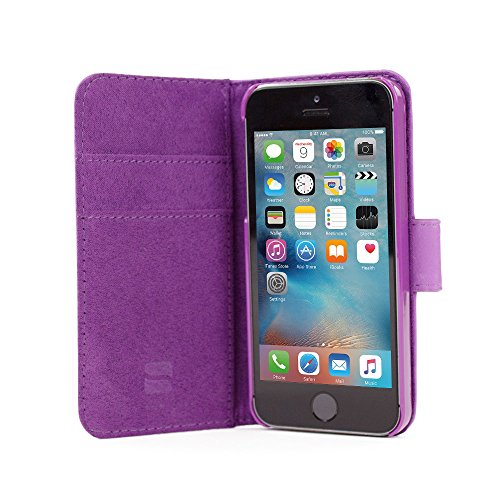 iPhone 5 / 5s Case, Snugg - Purple Leather iPhone 5/5s Flip Case [Lifetime Guarantee] Premium Wallet Phone Cover with Card Slots for Apple iPhone 5 / 5s