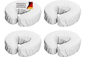 ‎PROMAFIT Kopfpolsterbezüge Set für die Massage aus Mikrofaser mit Gummizug - Kopfstützenbezug maschinenwaschbar für Massageliegen - Der perfekte Schutz für Kopfpolster und Nackenkissen (4er Set, Weiß)