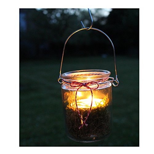 Windlichter, 12 Stück mit Henkel, Laterne Glaslaterne Garten-Deko, Ø 7,6 cm, H 10 cm - 4