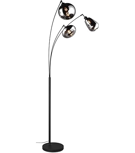 Vloerlamp 3L metaal en rookglas | Santa Tower Smoke Glass