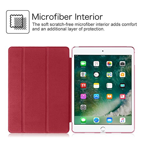 Fintie iPad 9.7 Zoll 2017 Hülle – Ultra Slim Superleicht Schutzhülle mit Lichtdurchlässig Rückseite Abdeckung Smart Cover Case Tasche mit Auto Schlaf / Wach und Standfunktion für Apple iPad 2017 Neue Modell, Rot - 9