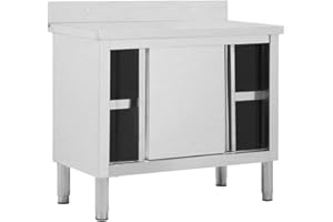 Susany Restaurantschrank Arbeitsschrank Gastro-Arbeitstisch Mit Stauraum,Aktenschrank Edelstahltisch 100 x 50 x 95 cm Mit 2 Schiebetüren,Edelstahl