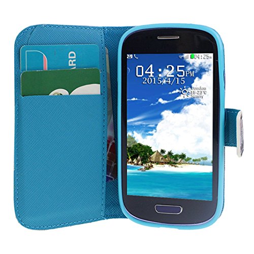 Samsung Galaxy S3 Mini Schutzhülle Rosa Schleife® Handyhülle für Samsung Galaxy S3 Mini PU Leder TPU Innere Flip Stand Funktion Schutzhülle mit Kartensteckplätze und Cash-Steckplatz (Löwenzahn Blaue Basis) - 3