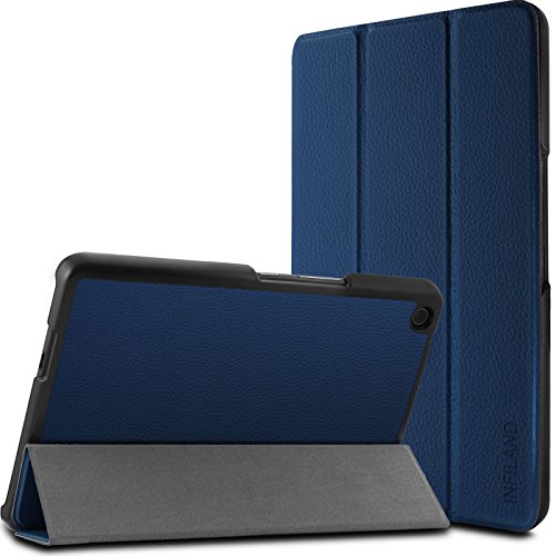 ASUS ZenPad Z8 / ZenPad 3 8.0 Hülle, Infiland Ultra Dünn Tri-Fold Smart-Muschel PU Leder Ultra Schlank Superleicht Ständer Smart Shell Cover Schutzhülle Etui Tasche für ZenPad Z8 ZT581KL / ZenPad 3 8.0 Z581KL 20,06 cm (7,9 Zoll) Tablet-PC (mit Auto Schlaf / Wach Funktion)(Dunkleblau)