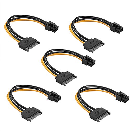 SATA Kabel 15Pin zu 6Pin PCI Express Stromkabel Power Adapter grafikkarten 5 Stück
