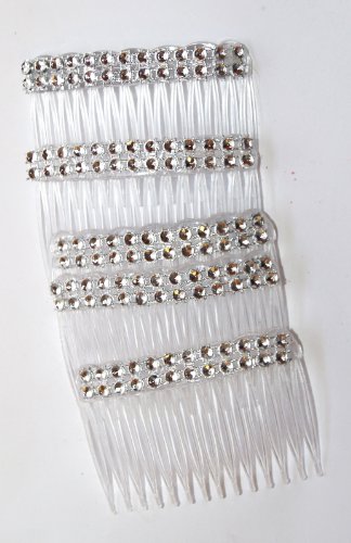 Pkt of 5 Clear with Diamontie effect Combs Good For Fascinator Making. Weddings, Occasions. Size 7cm x 5cm