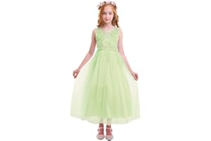 OBEEII Fille Robe d’été Robe Florale Longue Jupe Tutu Princesse sans Manche pour Première Communion Mariage Demoiselle d'honneur Fête Anniversaire Cérémonie Soirée Dance Prom Baptême 5-16 Ans
