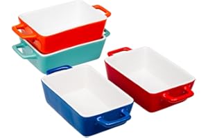Set de 4 mini fuentes para horno, de la marca Invero, de colores, ideales para lasañas, pasteles, tapas y más