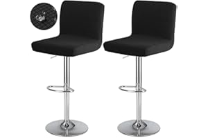 Levoberg Fodera per sgabello da bar con schienale impermeabile, copertura per seggiolone da bar estensibile, fodera per sedia da sala da pranzo girevole lavabile, 2 pezzi, nero