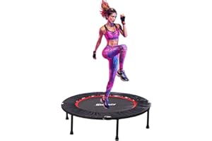 Gielmiy Foldable Fitness Trampoline, Edge Cover Exercise Rebounder Trampoline Indoor/Outdoor for Adult Jump Sports，Garden/Workout Cardio--Max Limit 330 lbs