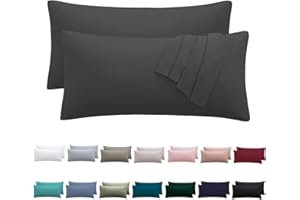 Nesture Kissenbezug 40 x 80 2er Set - kopfkissenbezug 40x80 cm Anthrazit, 100% Mikrofaser kissenbezüge mit Reißverschluss, Weich und Bügelfrei