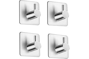 Feligio Haken Selbstklebend 4 Stück Klebehaken Edelstahl SUS304 Wandhaken Selbstklebend für Bad Küche Toilette Büro